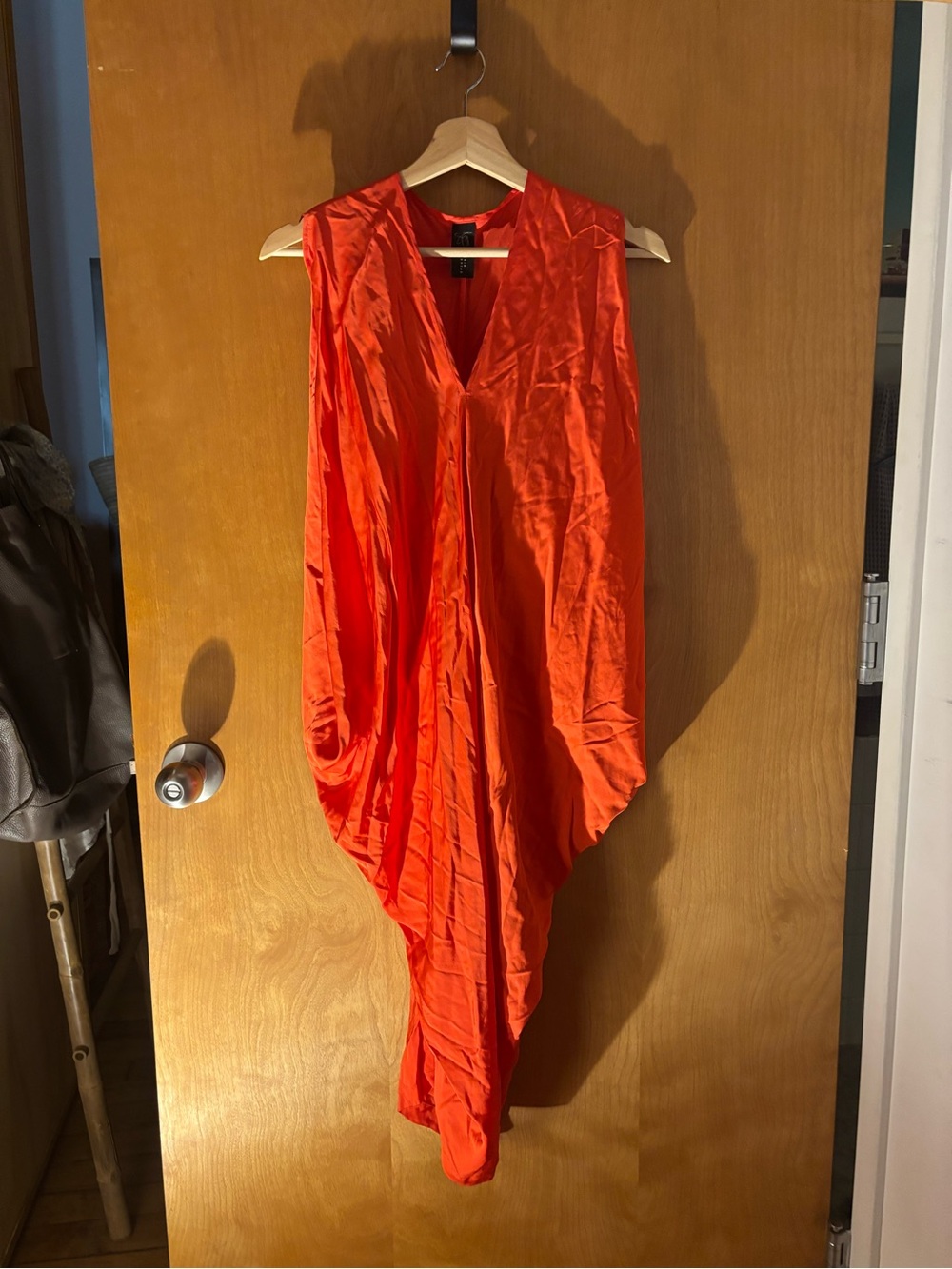 Maria Cornejo Vibrant Orange Asymmetrical Draped Dress